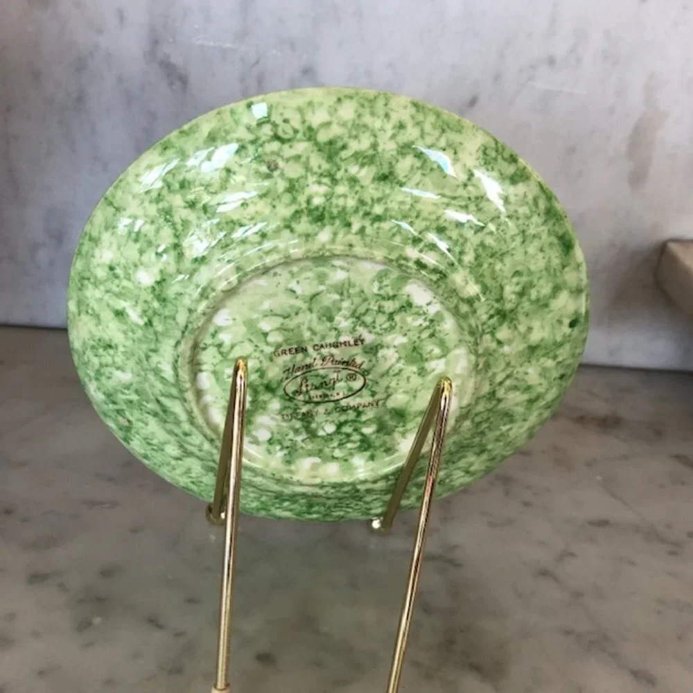 TIFFANY & CO STANGL Spongeware Hand Painted Green Caughley Plate Green  …
